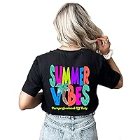 Ladies Teacher Tshirt End of The Year Summer Vacation Summer Vibes Teacher Off Duty Short Sleeve T-Shirt