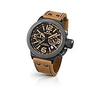 TW Steel Canteen Leather Unisex Quartz Watch with Black Dial Analogue Display and Brown Leather Strap