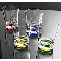 QG 16 oz Clear Acrylic Iced Tea Cup with Colored Base Plastic Tumbler Set of 4 in 4 Assorted Colors