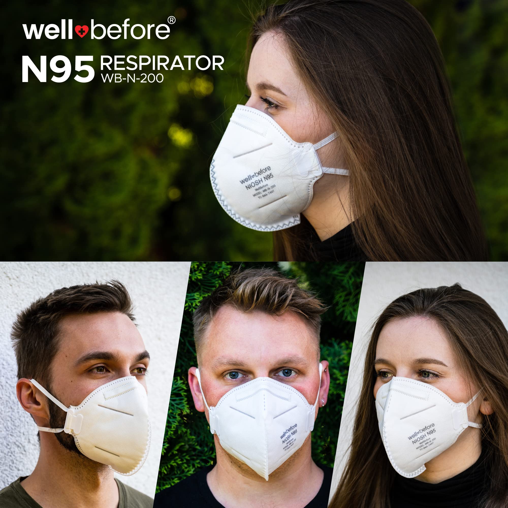 Well Before N95 Mask NIOSH Approved - Respirator Face Masks Individually Wrapped with 4 Premium Protection Layers - Pack Of 10