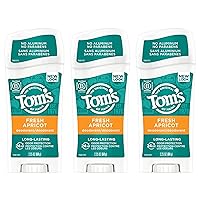 Tom's of Maine Long-Lasting Aluminum-Free Natural Deodorant for Women, Fresh Apricot, 2.25 oz. 3-Pack (Packaging May Vary)