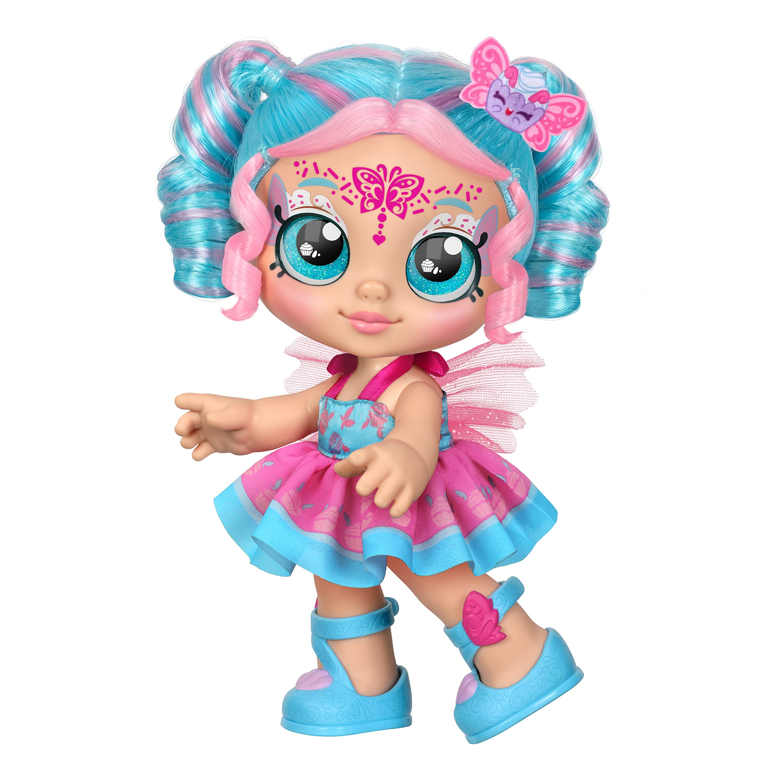 Kindi Kids 50243 Dress Jessicake Fairy Toddler face Paint Reveal, 1 Doll with Magic Sponge, Big Glittery Eyes, Changeable Clothes and Removable Shoes