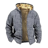 Men's Zipper Thickened Jackets Vintage Casual Sherpa Fleece Lined Hoodies Comfy Loose Winter Warm Jacket Coats