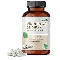 Futurebiotics Vitamin K2 as MK-7 100 mcg, Supports Strong Bones- Non-GMO, 200 Vegetarian Capsules