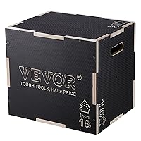 VEVOR30/24/20 Inch Wooden Plyo Box, Platform & Jumping Agility Box, Anti-Slip Fitness Exercise Step Up Box for Home Gym Training, Conditioning Strength Training, Black