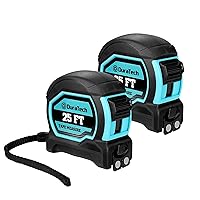 DURATECH Magnetic Tape Measure 25FT with Fractions 1/8, Retractable Measuring Tape, Easy to Read Both Side Measurement Tape, Magnetic Hook and Shock Absorbent Case for Construction, Carpenter (2 Pack)