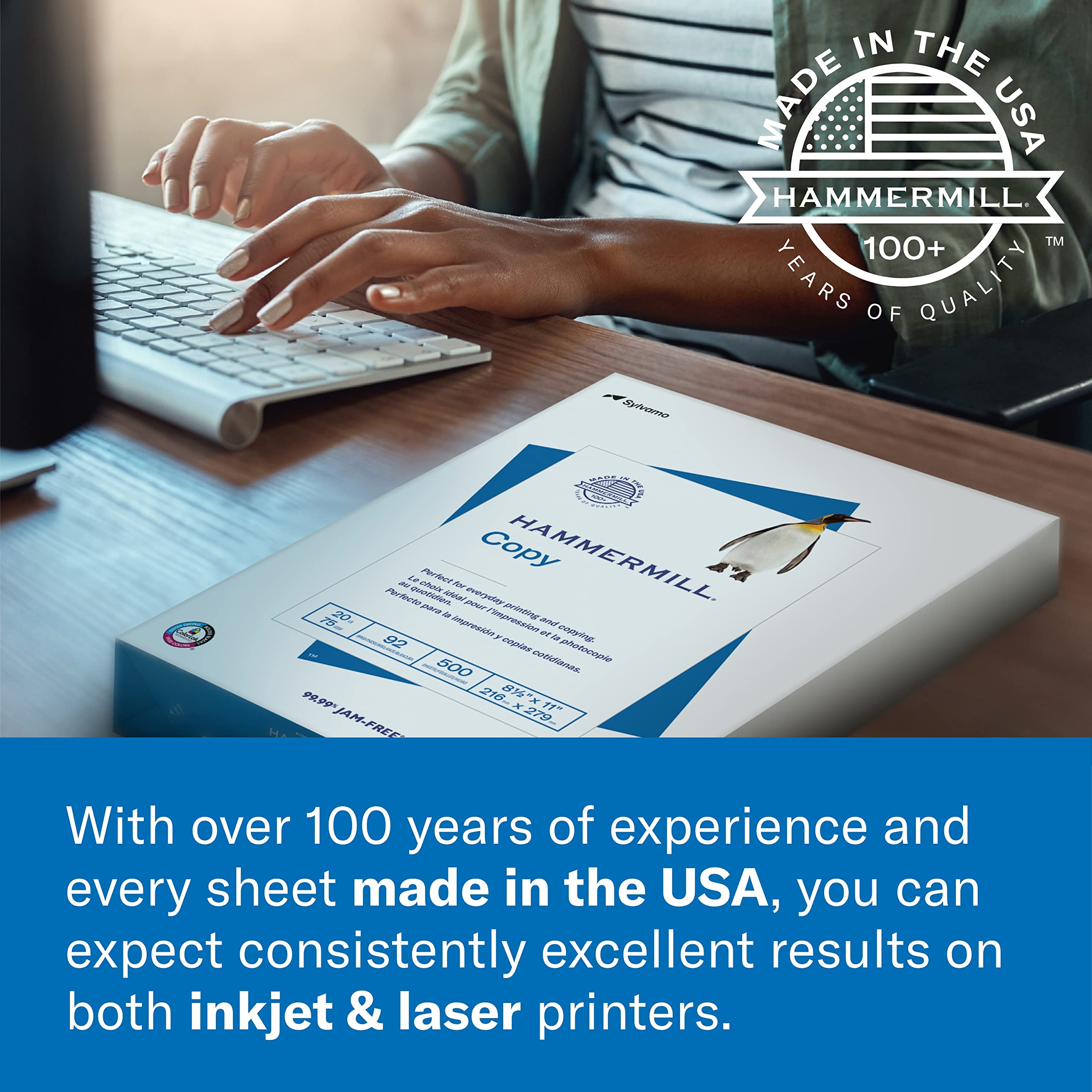 Hammermill Printer Paper, Premium Color 32 lb Copy Paper, 8.5 x 11 - 8 Ream | 4000 Sheets - 100 Bright, Made in the USA, 102630C