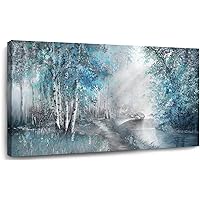 SOUGUAN Forest Wall Art for Living Room Foggy Tree Artwork Sunlight Wall Decor Nature Wall Decorations on Canvas 24