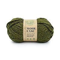 Lion Brand Yarn Wool-Ease T&Q Recycled, Bulky Yarn for Crochet, Olive, 1 Pack