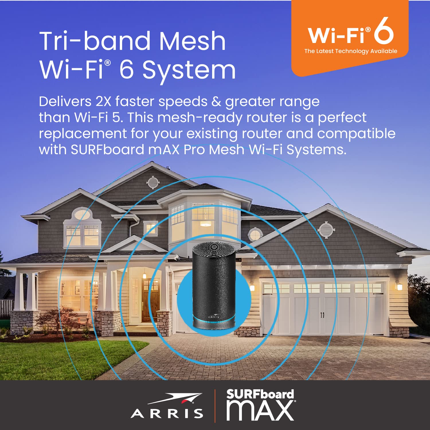 ARRIS SURFboard mAX Pro W31 Tri-Band Mesh Ready Wi-Fi 6 Router | AX11000 Wi-Fi Speeds up to 11 Gbps | Coverage up to 3,000 sq ft | 1 Router | Four 1 Gbps Ports | Alexa Support | 2 Year Warranty