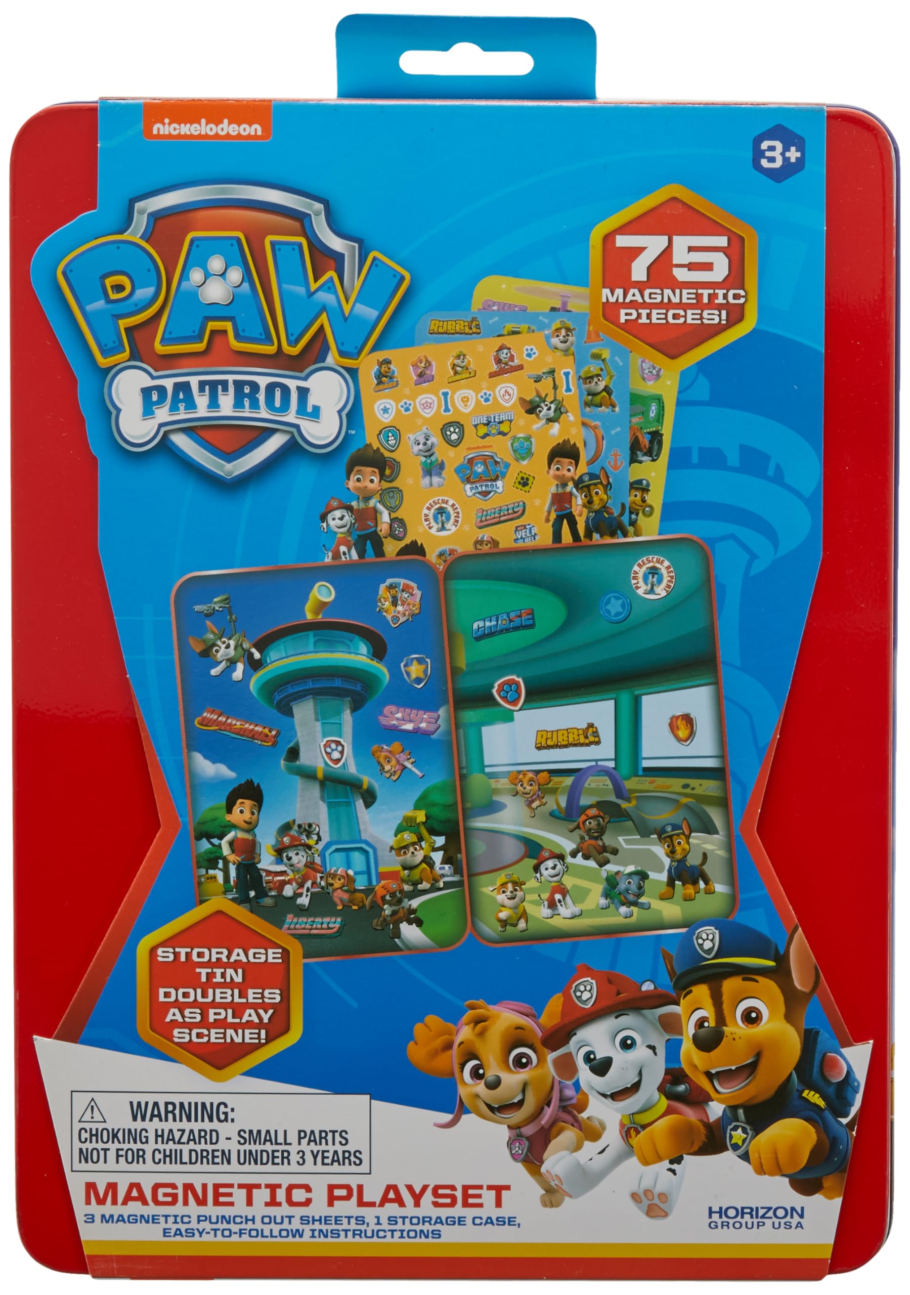 Paw Patrol Magnetic Playset, 75 Mix & Match Dress Up Magnets, 2-in-1 Storage Tin & Play Space, Fun Paw Patrol Toy for Kids 3 & Up, Great Travel Activity for Kids and Toddlers, Paw Patrol Activities
