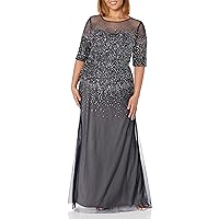 Adrianna Papell Women's Plus-Size Beaded Illusion Gown