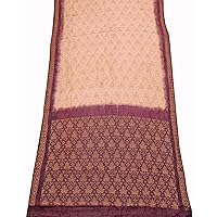 Yellow Indian Vintage Saree Georgette Blend Floral Printed Fabric Sari Art Craft