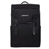 Roscoe Black Backpack | 21 L Water Resistant Recycled Polyester Premium Vegetable Tanned Laptop Leather Bag | 16” Inch Travel Backpack for Men and Women