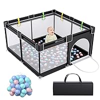 YOBEST Baby Playpen, Playpens for Babies, Extra Large Infant Playard with Gates, Portable Babys Fence, Indoor & Outdoor Toddler Play Pen Activity Center, Sturdy Safety Baby Play Yard
