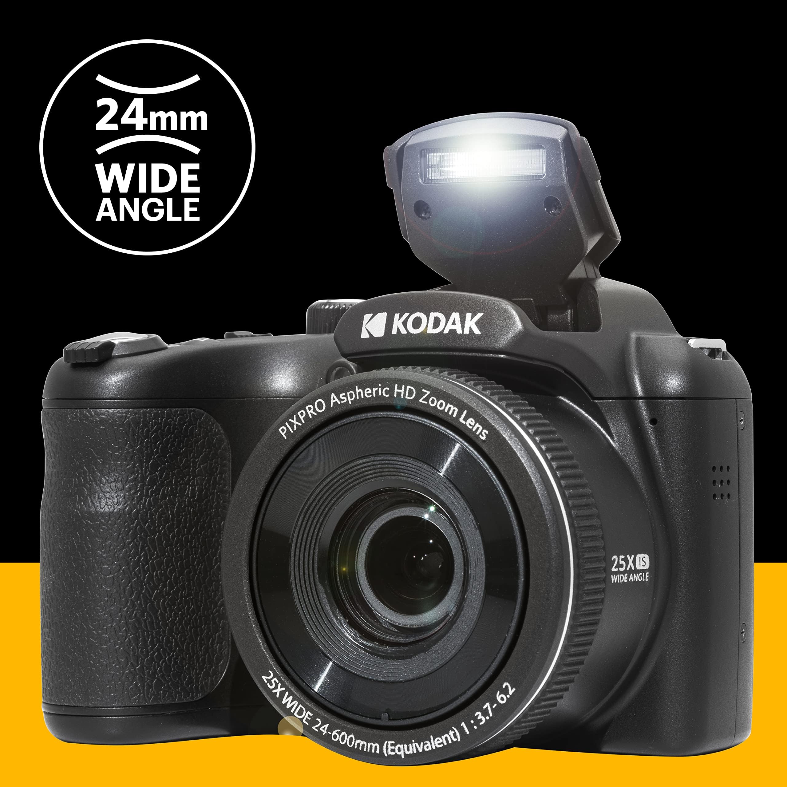 KODAK PIXPRO AZ255-BK 16MP Digital Camera 25X Optical Zoom 24mm Wide Angle Lens Optical Image Stabilization 1080P Full HD Video 3