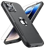 Designed for iPhone 14 Pro Case,[10 FT Military Grade Drop Protection] with [Screen Protector], 3 in 1 Non-Slip Heavy Duty Shockproof Phone Case,6.1 Inch, Black