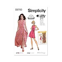 Simplicity Easy 1970's Vintage Misses' Knit Front-wrap Halter Dress Sewing Pattern Packet, Design Code S9793, Sizes 18-20-22-24-26, Multicolor