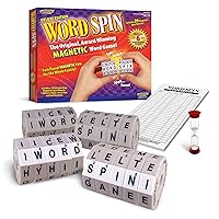 Geospace Word Spin Deluxe Family Edition for Adults and Kids - The Original Award Winning Magnetic Word Game with 20 Magnetic Spin Wheels, Timer & Score Pad