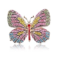 Rainbow Butterfly Brooch Insect Pin Rhinestone Gilded Butterfly Animal Brooch Monarch Butterfly Corsage Scarf Accessories Lapel Safety Pin Suitable For Ladies And Girls Various Occasions,Five colors