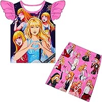 Toddler Girls Cartoon Music Star Dresses Little Kids Singer Ruffle Sleeve Summer Dress Party Gift Clothes Outfit