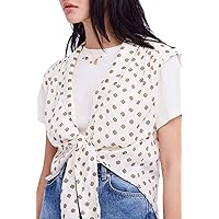 Free People Womens Printed Tie Front Sleeveless Blouse Top