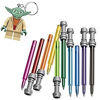 IQ LEGO Star Wars Lightsaber Gel Pen 10 Pack and Yoda Keychain Light Bundle
