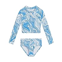 Kanu Surf Girls Long Sleeve Rashguard Upf 50 Two Piece Swim Set