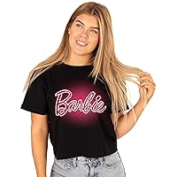 Barbie Cropped T-Shirt for Women | Ladies Fashion Doll Retro Logo Pink Grey OR Black Crop Top