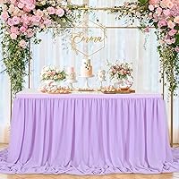 Lavender Chiffon Table Skirt Sheer Table Cloth for 9ft Table for Parties Baby Shower Wedding Banquet Bridal Shower Home Decor