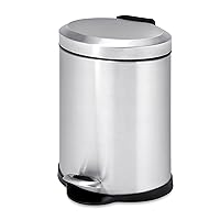 Honey-Can-Do TRS-01448 Oval Stainless Steel Step Can, 5-Liter,grey , Silver