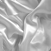 Solid Charmeuse Satin Polyester Dressmaking Fabric Per Yard 60 Inches Wide (The Fabric Exchange) (White)
