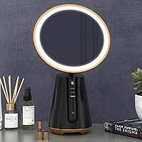Lighted Makeup Mirror Vanity Mirror with Lights Circle Mirror for Makeup 10X Magnification 180°Rotation 3 Color Lighting Modes Portable LED Makeup Mirror Vanity Mirror for Bathroom,Black