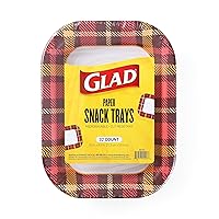 Glad Everyday Round Disposable Paper Plates with Warm Plaid Design | Heavy Duty Soak Proof, Cut-Resistant, Microwavable Paper Plates for All Foods & Daily Use, 8.5 Inch - 32 Count