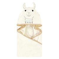 Little Treasure Unisex Baby Cotton Animal Face Hooded Towel, Neutral Llama, One Size