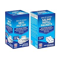 Rite Aid Neti Pot Nasal Rinse Kit and Saline Rinse Packets | Includes 130 Natural Saline Packets | Nasal Relief | Allergy Relief Saline Solution | Nasal Rinse | Sin