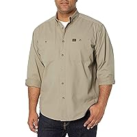 Wrangler Riggs Workwear Men's Logger Twill Long Sleeve Workshirt, Khaki, X-Large