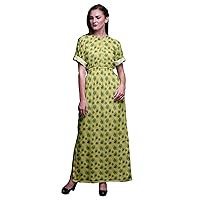 Bimba Rayon Ladies Printed Gown Kimono Sleeves Summer Beach Cocktail Party Long Maxi Side Slit Dress Long Maxi Gown
