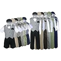Baby Toddler Boy check Easter Gingham Causal Gift Long Short Vest Set Suit Sm-4T