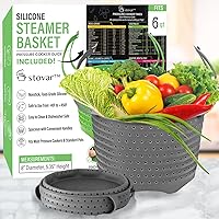 Silicone Steamer Basket For 6QT Instant Pot, Ninja Foodi, Other Pressure Cookers [3qt & 8qt avail] - Multiuse Silicone Strainer Steam Basket - Vegetable Steamer Basket for Pot & Pressure Cooker, Grey
