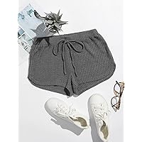 Shorts for Women Shorts Women's Shorts Knot Waist Knit Shorts Shorts (Color : Dark Grey, Size : Medium)