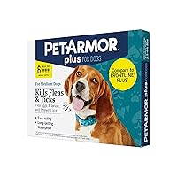 PetArmor Plus Flea and Tick Prevention for Dogs, Dog Flea and Tick Treatment, 6 Doses, Waterproof Topical, Fast Acting, Medium Dogs (23-44 lbs)