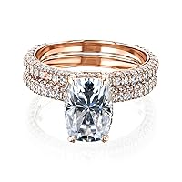 Kobelli Colette Cushion Moissanite Lab Diamond-Coated Bridal Ring Set 14k Gold