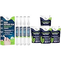 Nail Repair Pen with Tea Tree Oil Foot Soak with Epsom Salts- for Foot Pain, Soreness, Athletes Foot, Odors, Toe Nail Fungus, Fungal, Calluses Made in USA - 4 Pack