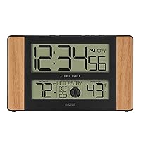 La Crosse Technology Atomic Digital Clock with Outdoor Temperature, Wood Oak, 0