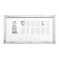 Pearhead My First Year Milestone Picture Frame, 0-12 Months Baby Photos, Baby Girl or Baby Boy Nursery Decor, Gender-Neutral Newborn Baby Gift, 13 Photo Inserts, Distressed Wood