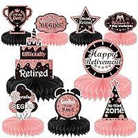 9PCS Retirement Party Decorations Rose Gold Retirement Party Centerpiece Honeycomb Glitter Table Toppers for Happy Retirement Party Supplies for Women