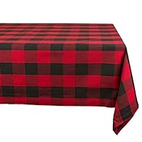 DII Buffalo Check Collection, Classic Farmhouse Tablecloth, Tablecloth, 60x120, Red & Black