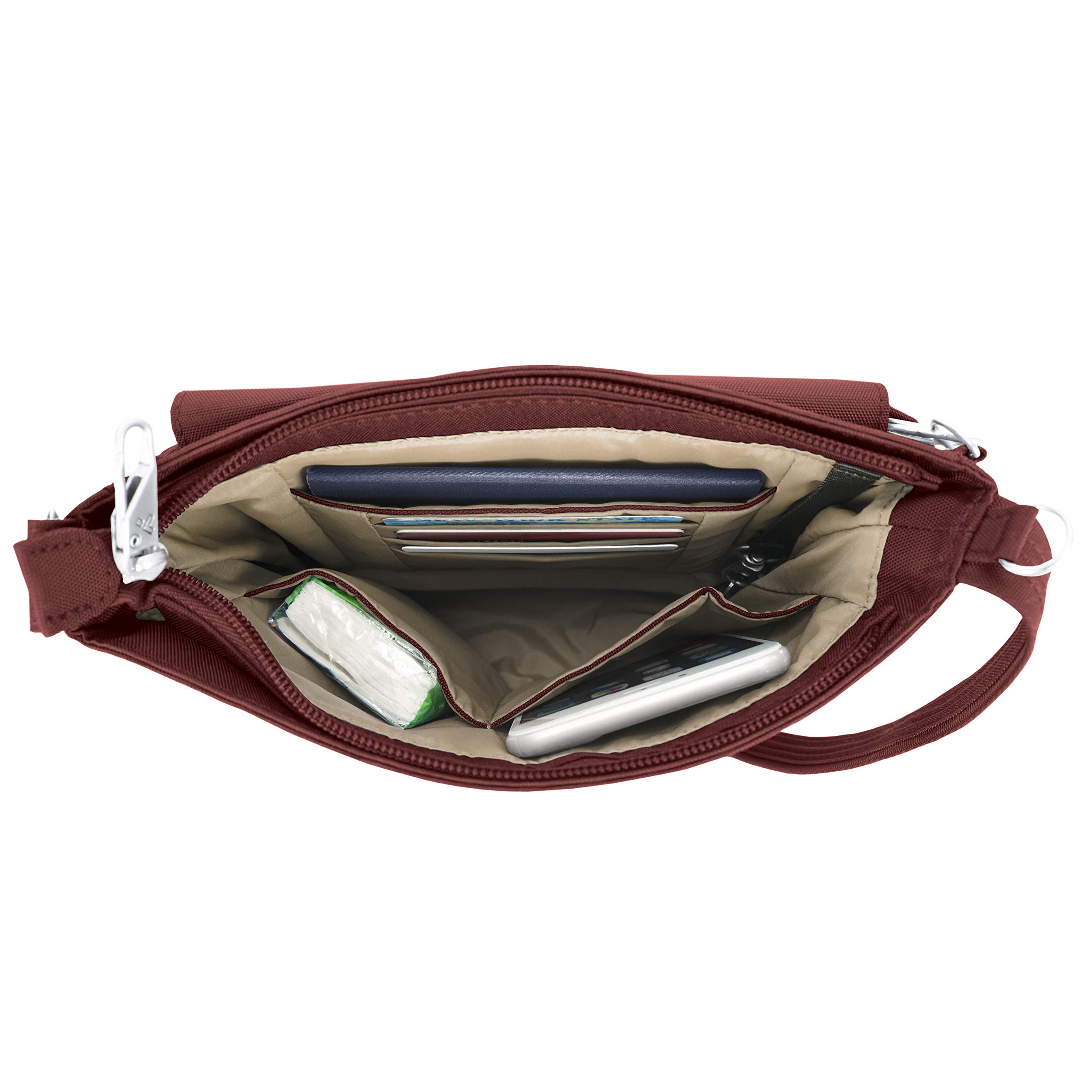 Travelon Women's Anti-theft Classic Mini Shoulder Bag Sling Tote, Wine