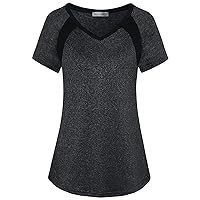 Miss Fortune Womens Stylish V Neck Yoga Tops Active Wear Workout T Shirt